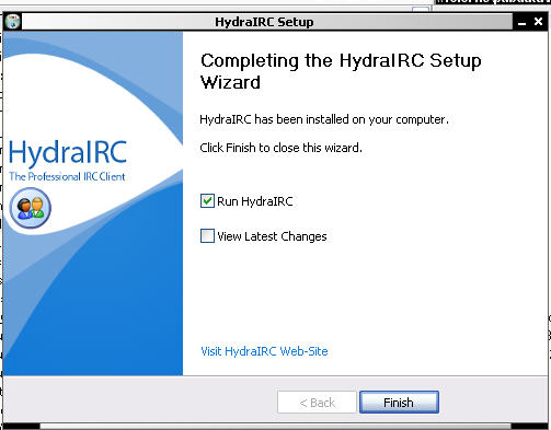 Fin de l'installation de HydraIRC